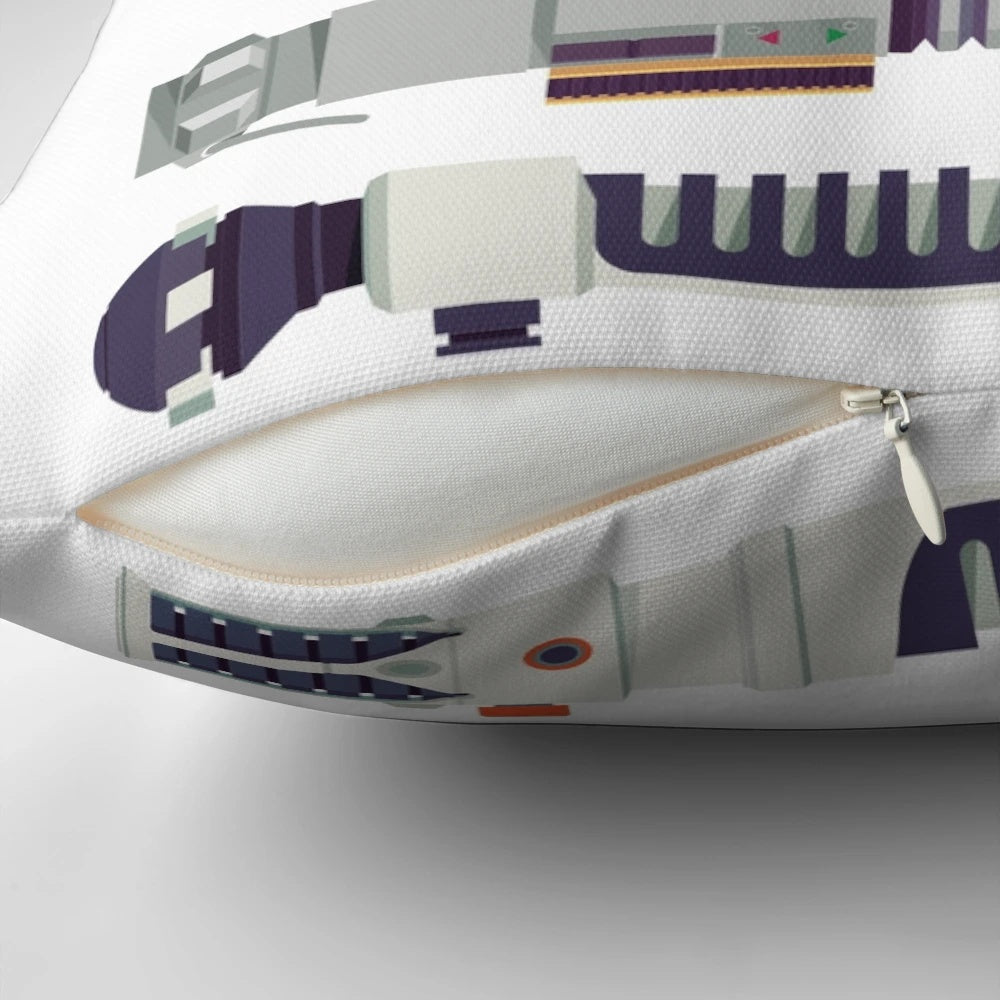 A minimalist, flat design Star Wars pillow featuring a lightsaber motif.