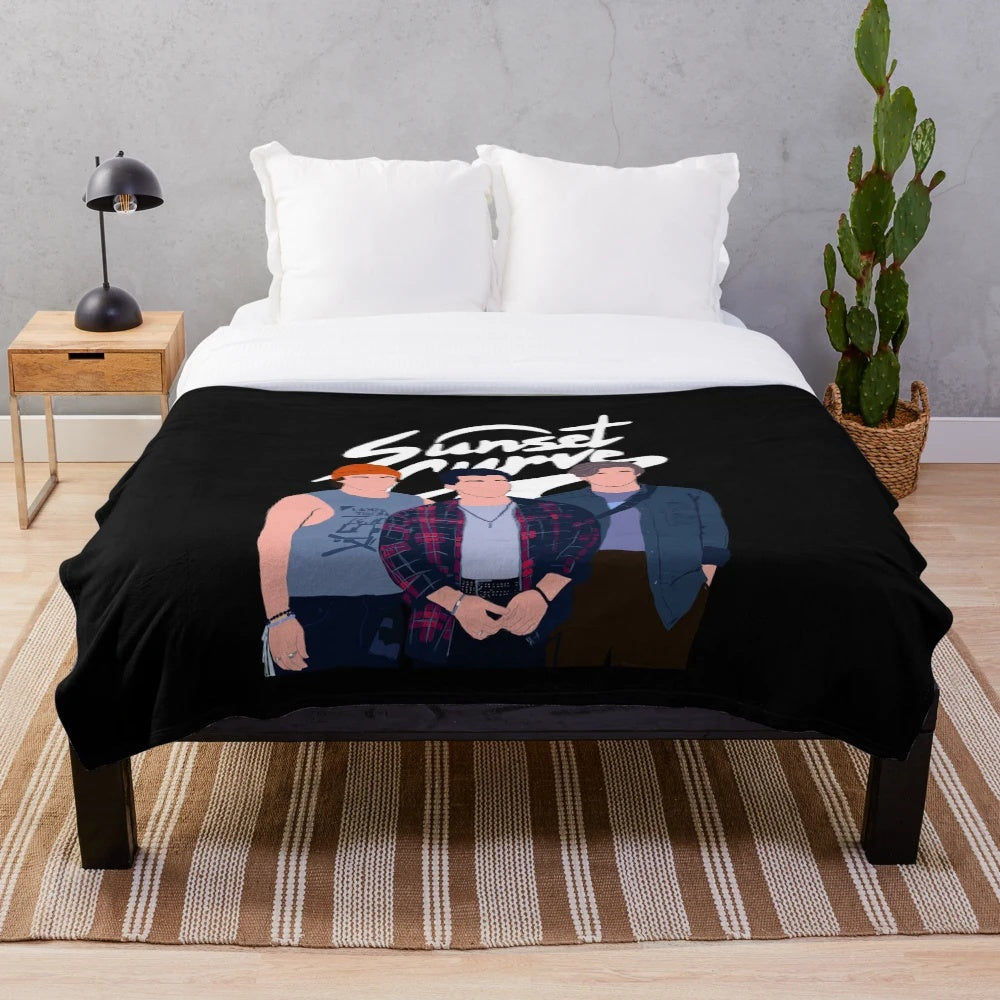 Sunset Curve Minimalist Plush Blanket, Julie and the Phantoms Inspired Soft Throw