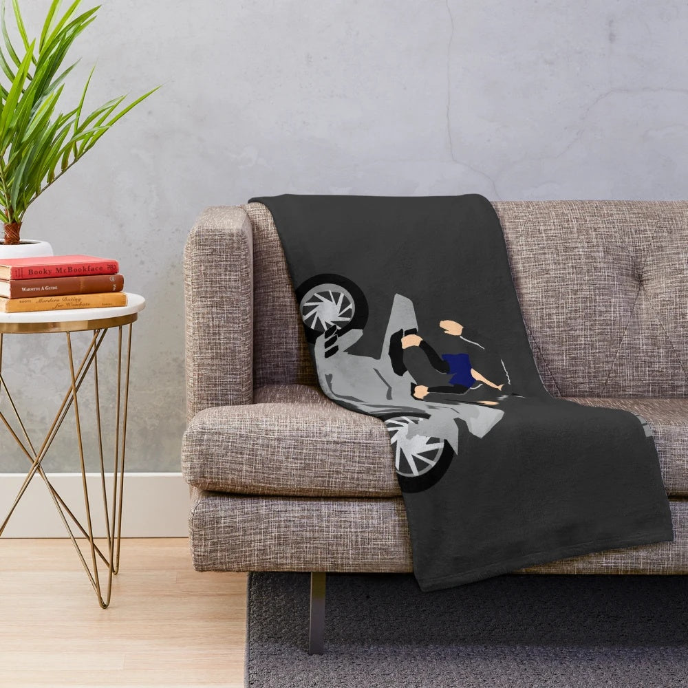 Surfer biker plush blanket for beach and motorcycle rides