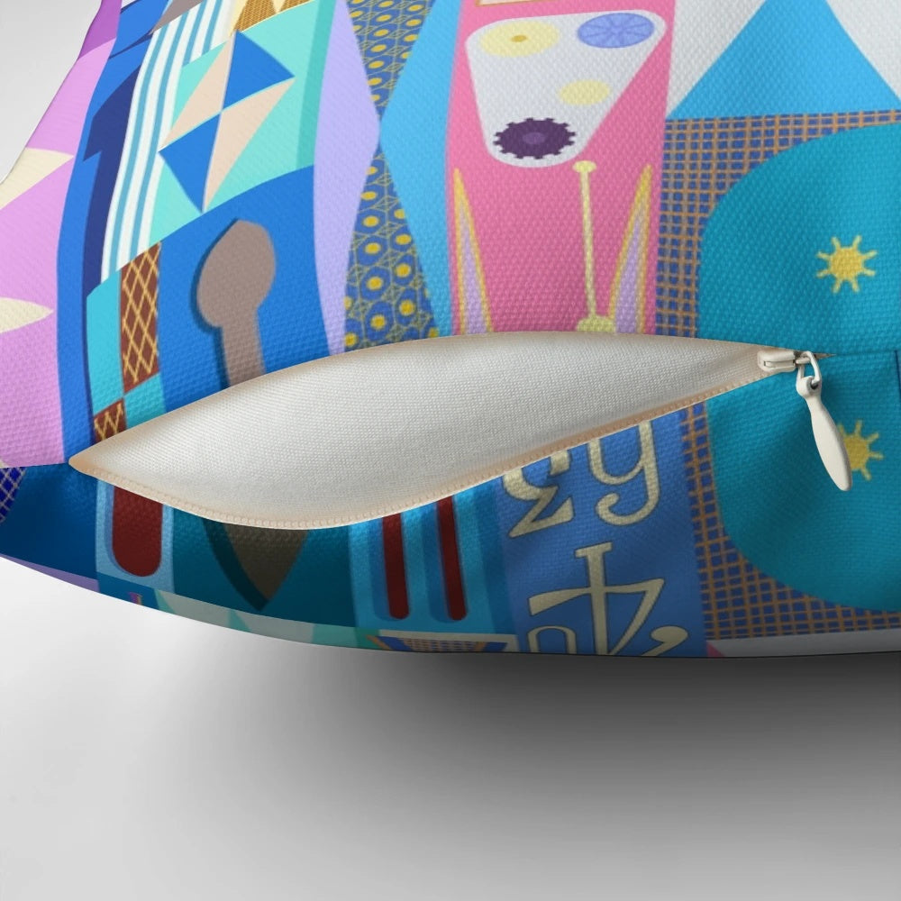 Minimalist Tokyo-inspired pillow featuring the iconic Small World design.