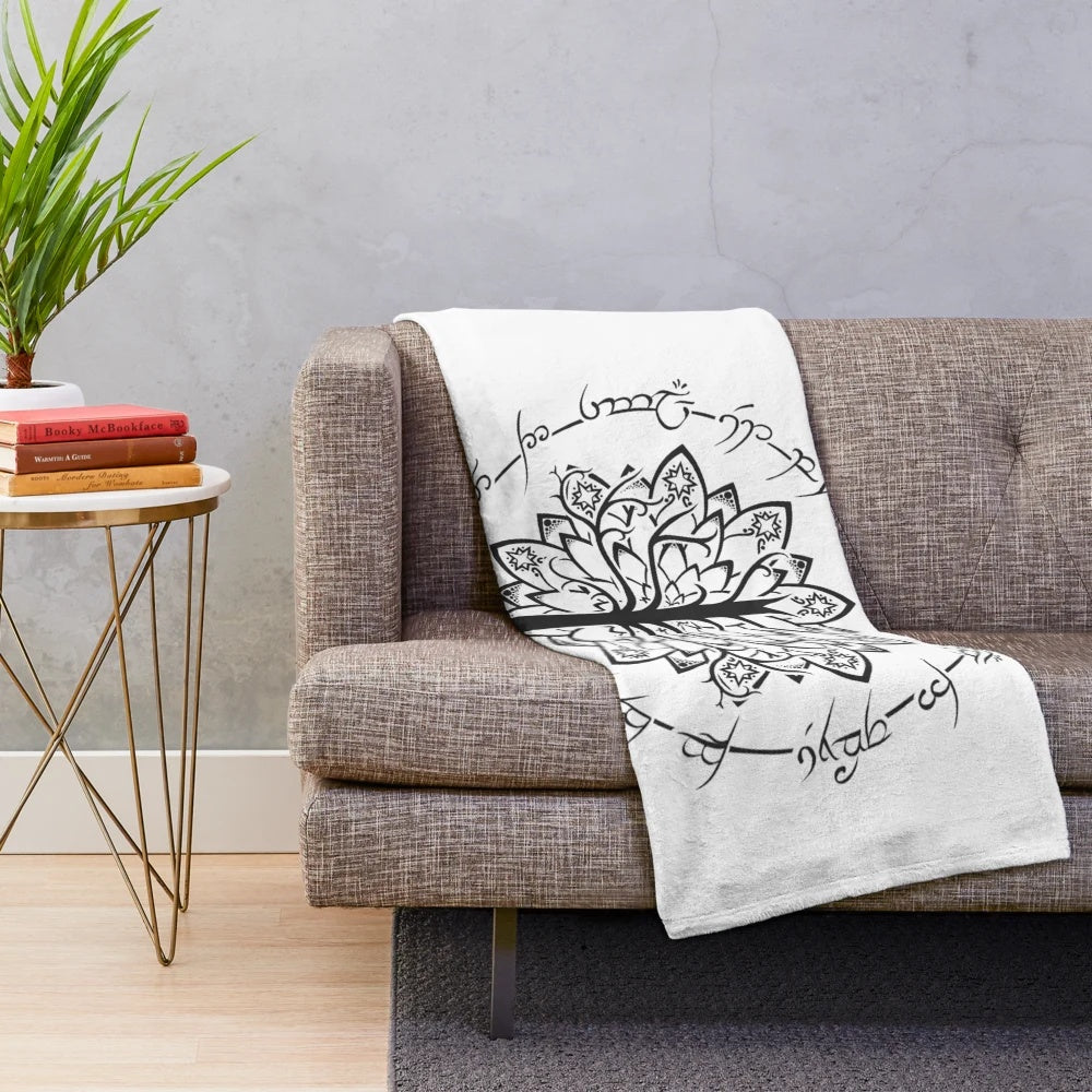 Minimalist white tree plush blanket