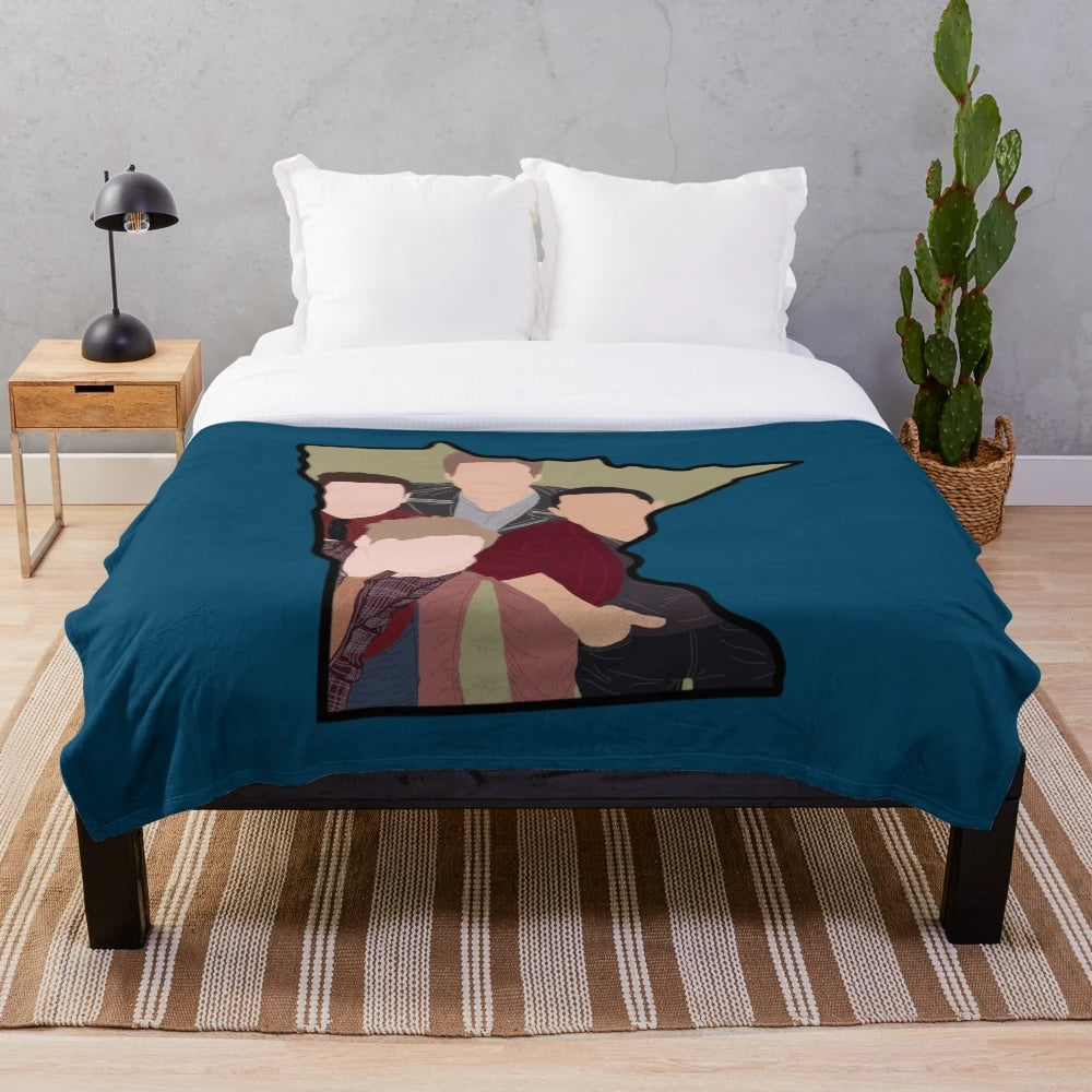 Big Time Rush plush blanket featuring a Minnesota outline design