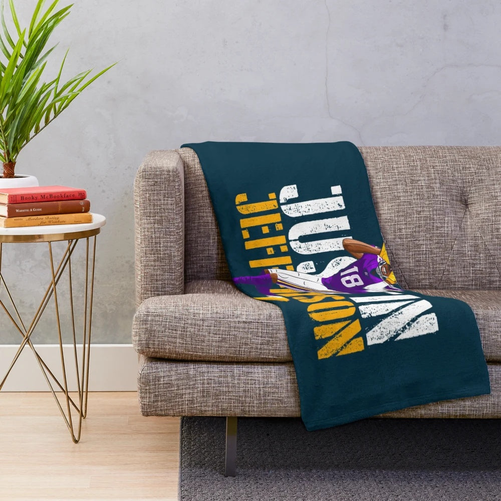 Minnesota Vikings Inspired Justin Jefferson Plush Blanket