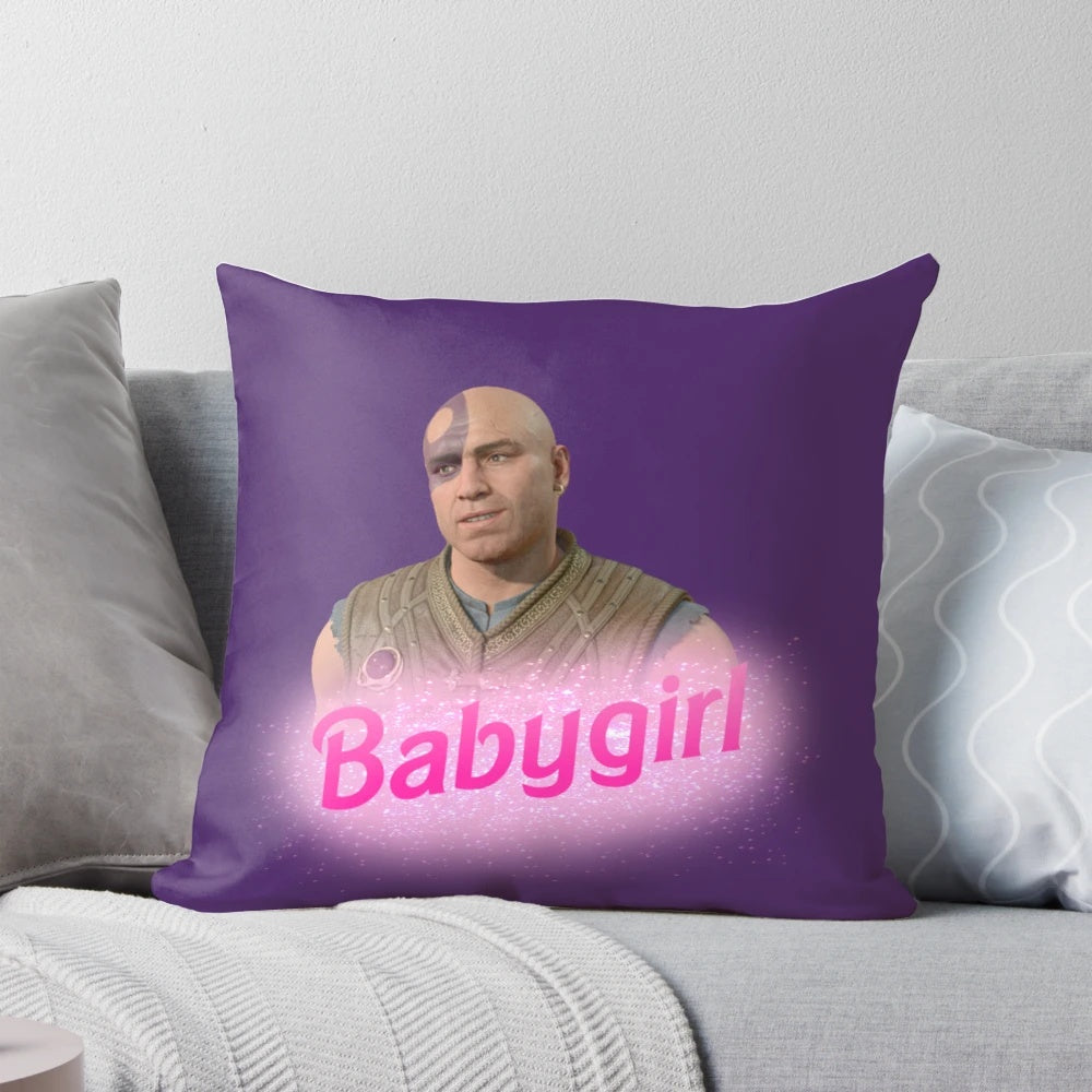 Minsc Babygirl Pillow - A Dungeons & Dragons-inspired cushion featuring the iconic character Minsc.