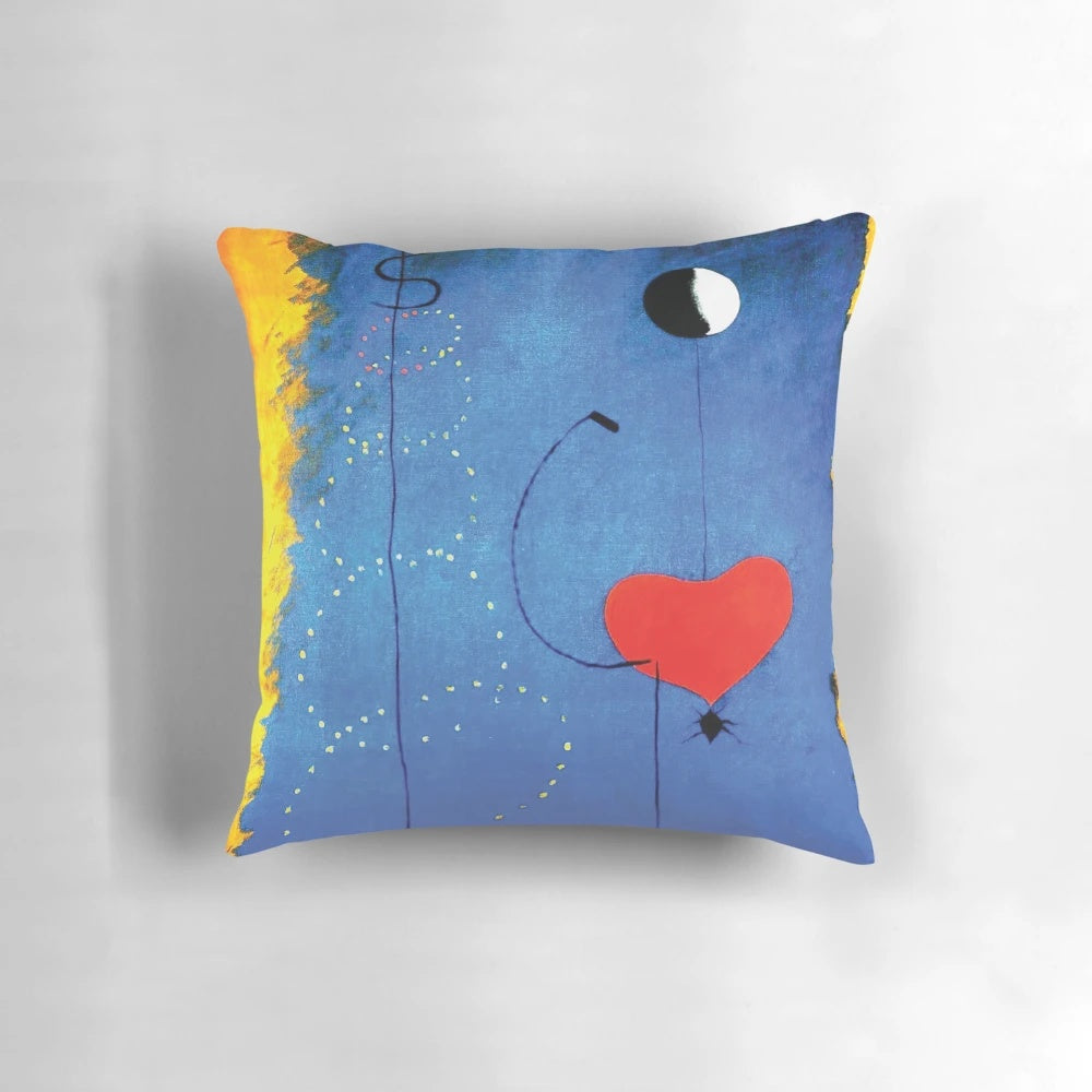 Mirò 20 abstract pillow with vibrant colors and dynamic shapes, perfect for contemporary home decor.