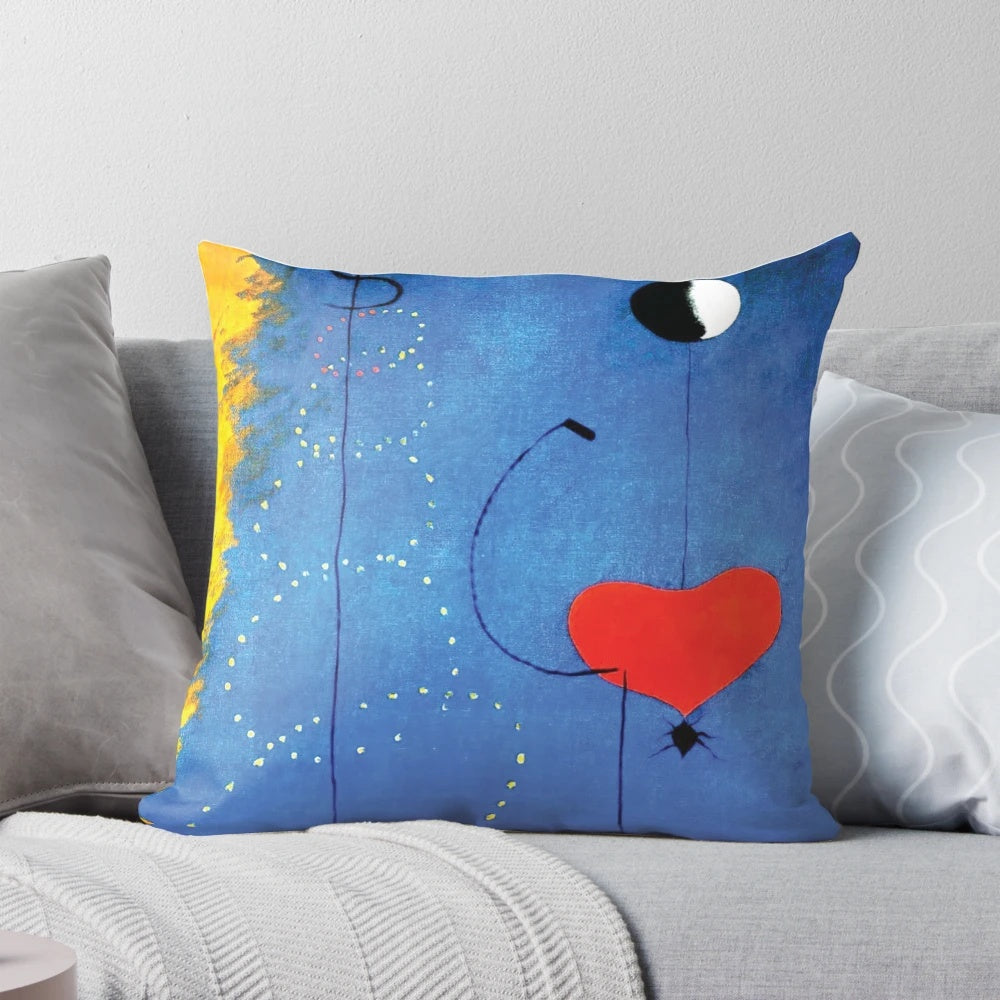Mirò 20 abstract pillow with vibrant colors and dynamic shapes, perfect for contemporary home decor.