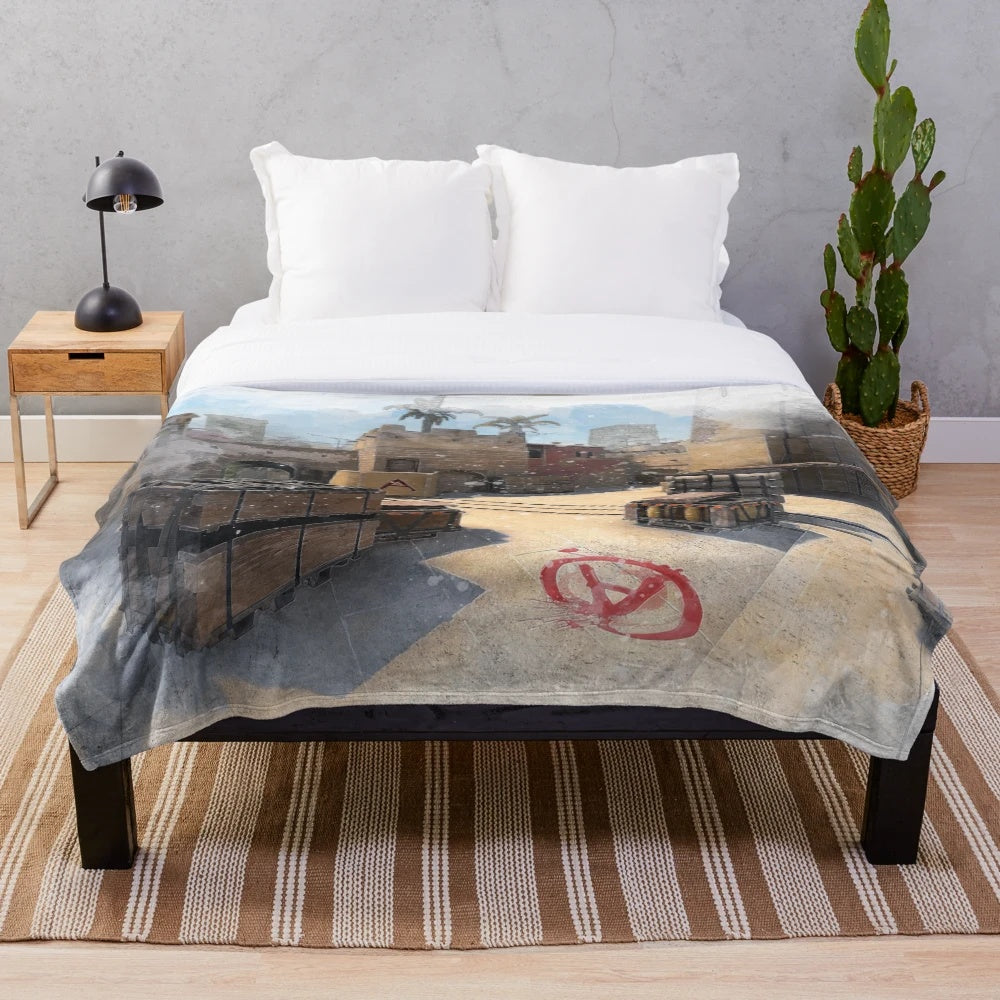Mirage CSGO watercolor poster plush blanket with gaming map design