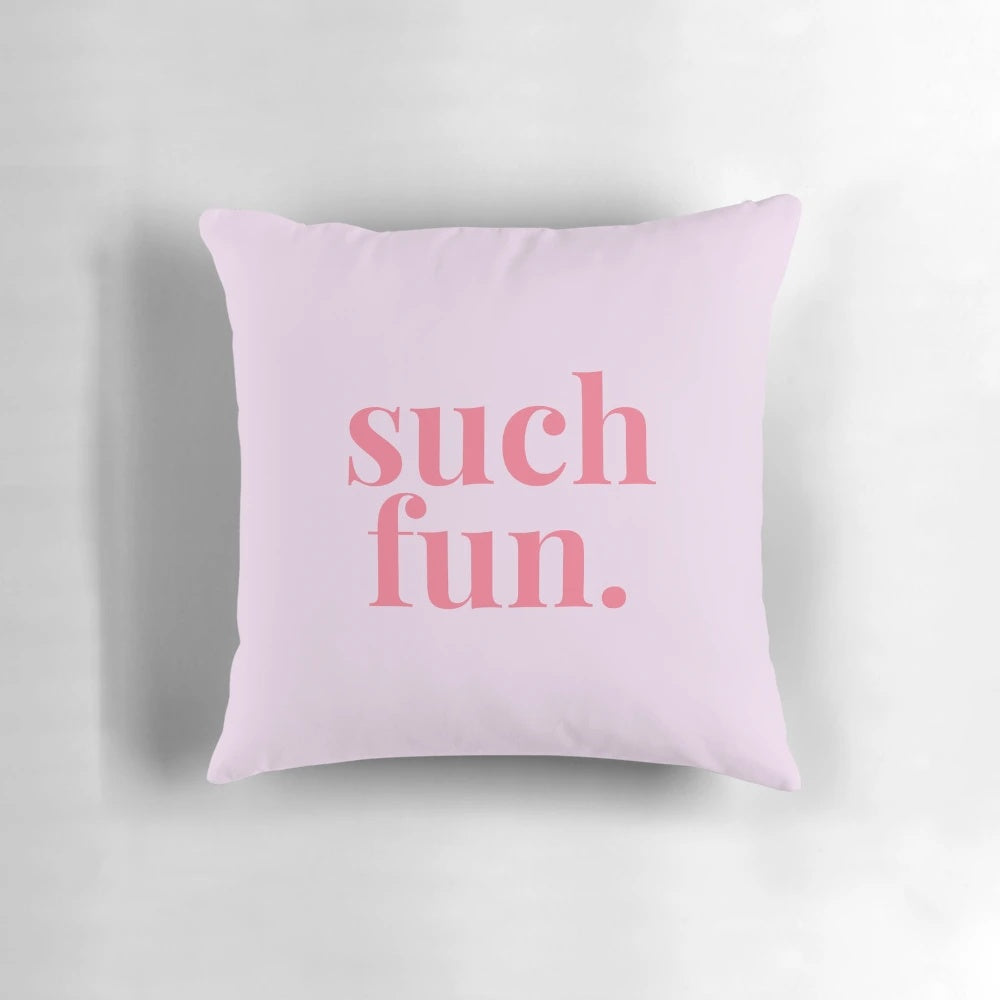 Miranda Hart-inspired "Such Fun" decorative pillow for British TV comedy lovers