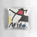 Vibrant Miro-inspired abstract decorative pillow featuring bold colors and artistic shapes