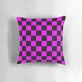 Missing Texture Pillow featuring a unique grid pattern in hot pink and black