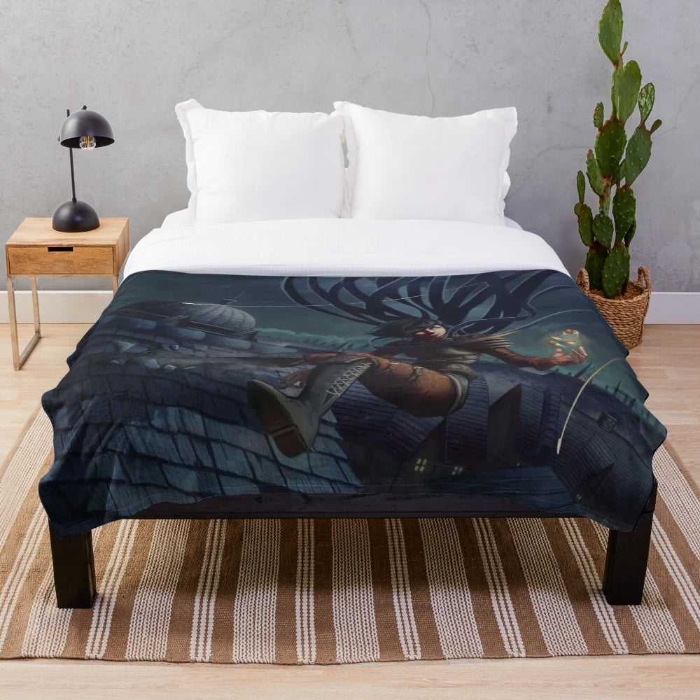 Mistborn Novel Series themed plush blanket featuring fantasy character artwork