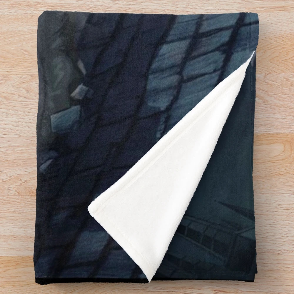 Mistborn Novel Series themed plush blanket featuring fantasy character artwork
