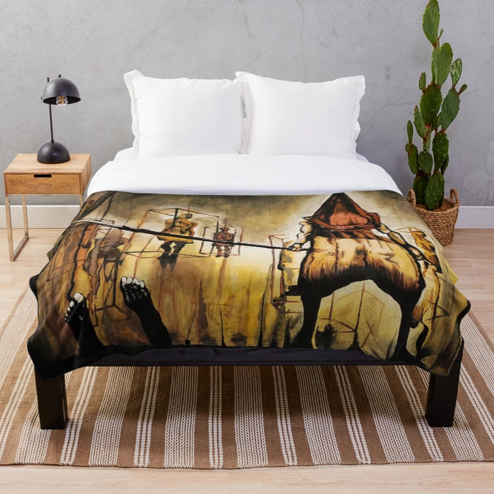 Misty Day Inspired Plush Blanket featuring Pyramid Head Art