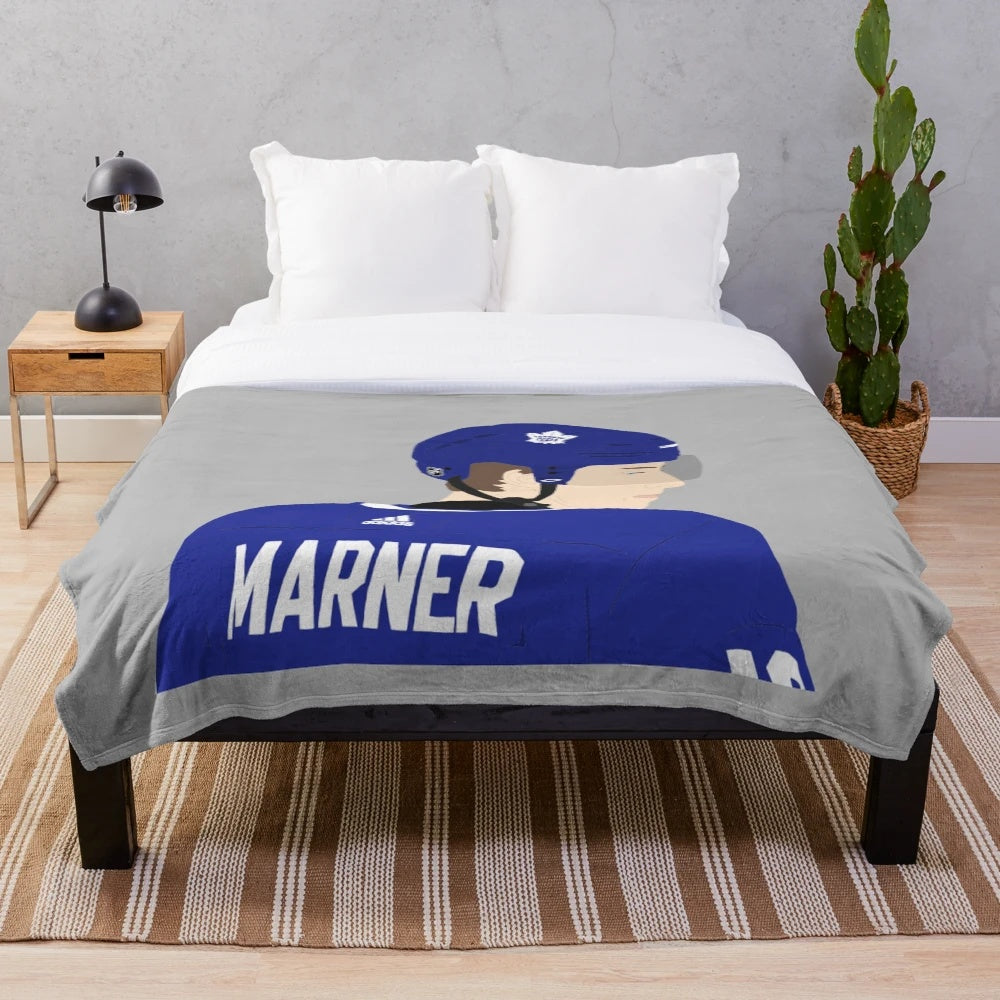 Mitch Marner hockey player digital illustration plush blanket