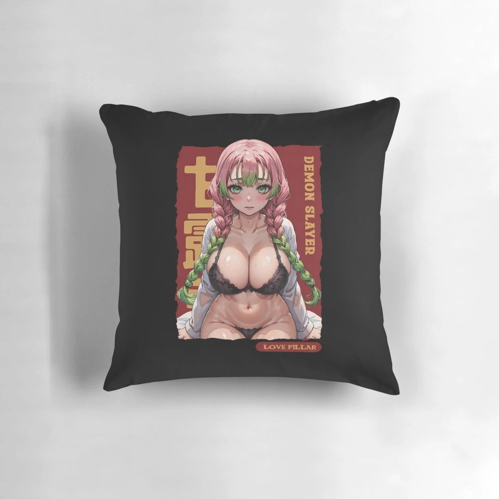 Mitsuri Love Pillar Pillow - Soft, plush anime pillow featuring Mitsuri Kanroji, the Love Hashira from the popular anime series Demon Slayer.