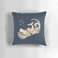 Moby Dick literary pillow featuring a whale and sailing ship on a wavy background