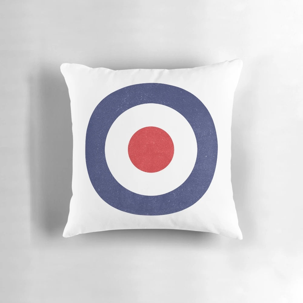 Mod 60s Pop Art Target Pillow featuring a bold and colorful design inspired by the iconic mod fashion and pop art styles of the 1960s.