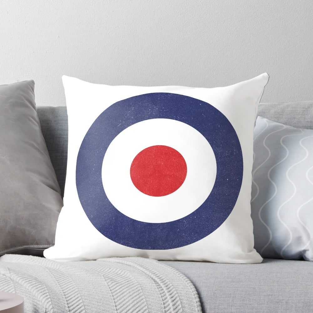 Mod 60s Pop Art Target Pillow featuring a bold and colorful design inspired by the iconic mod fashion and pop art styles of the 1960s.