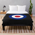 Mod inspired plush blanket with retro roundel design