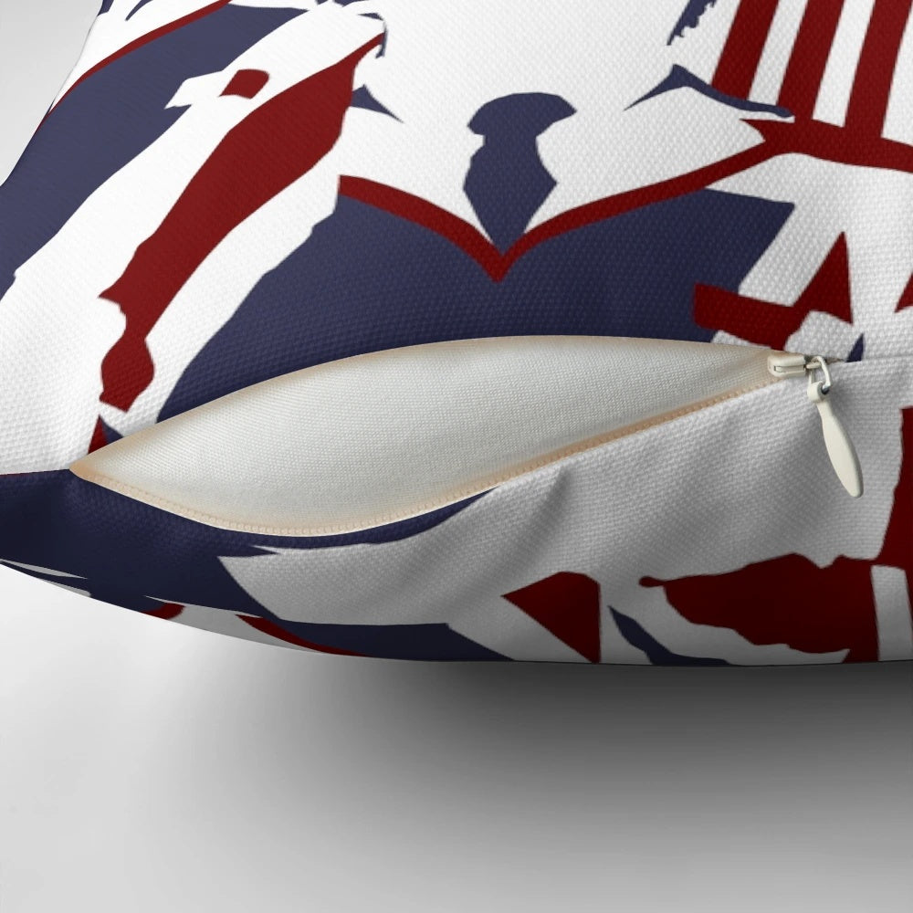 Mod-inspired pop art pillow featuring a vibrant, retro-style design