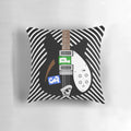 Colorful pillow featuring Rickenbacker guitars, a symbol of mod fashion and Brit pop music