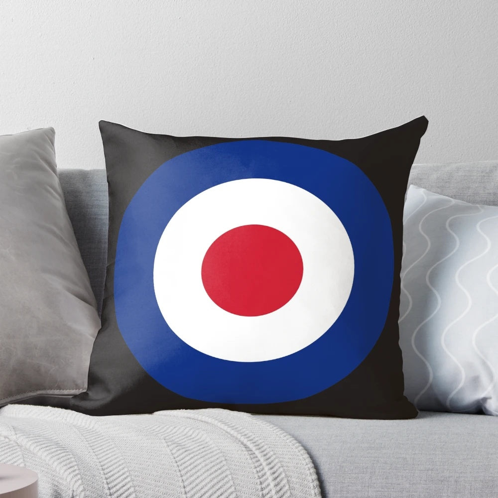 Mod Target Pillow featuring a classic roundel design inspired by the Royal Air Force