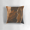 Modern abstract agate design decorative throw pillow in brown and gold colors