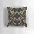 Black and gold abstract geometric art deco throw pillow