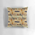 A modern, abstract art-inspired throw pillow with a geometric design in vibrant colors.