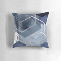 Abstract blue and silver geometric hexagon pattern pillow for modern home decor