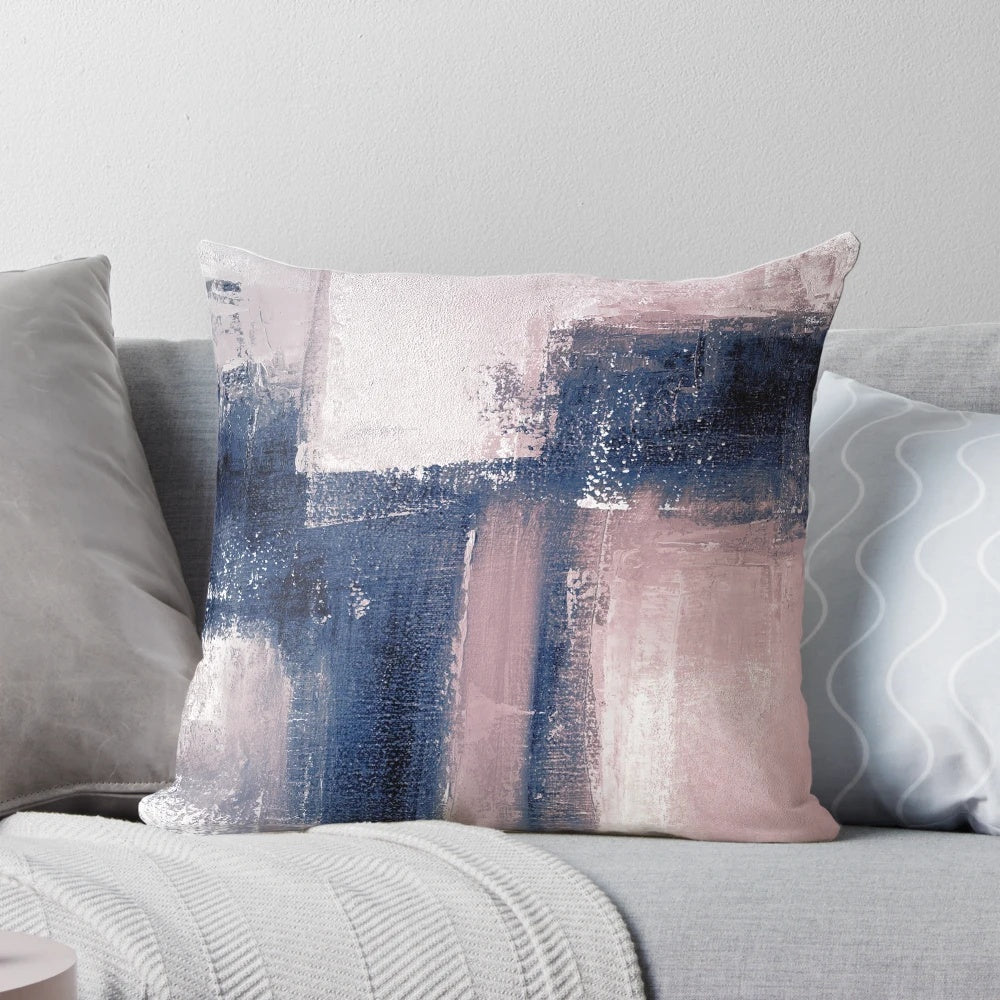 Modern abstract pink and blue wall art, minimalist painting reproduction