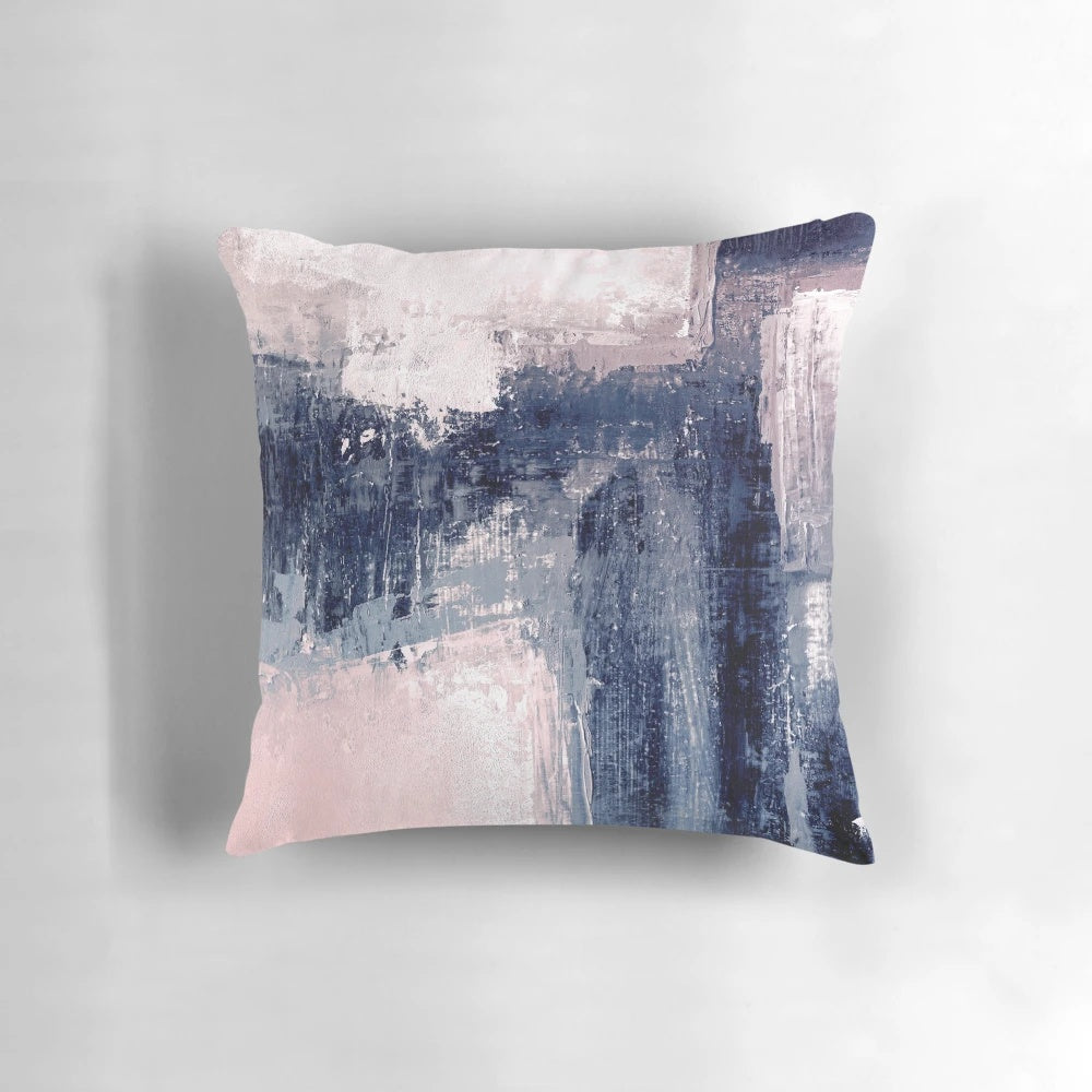 Sophisticated abstract art painting in pink and navy blue colors