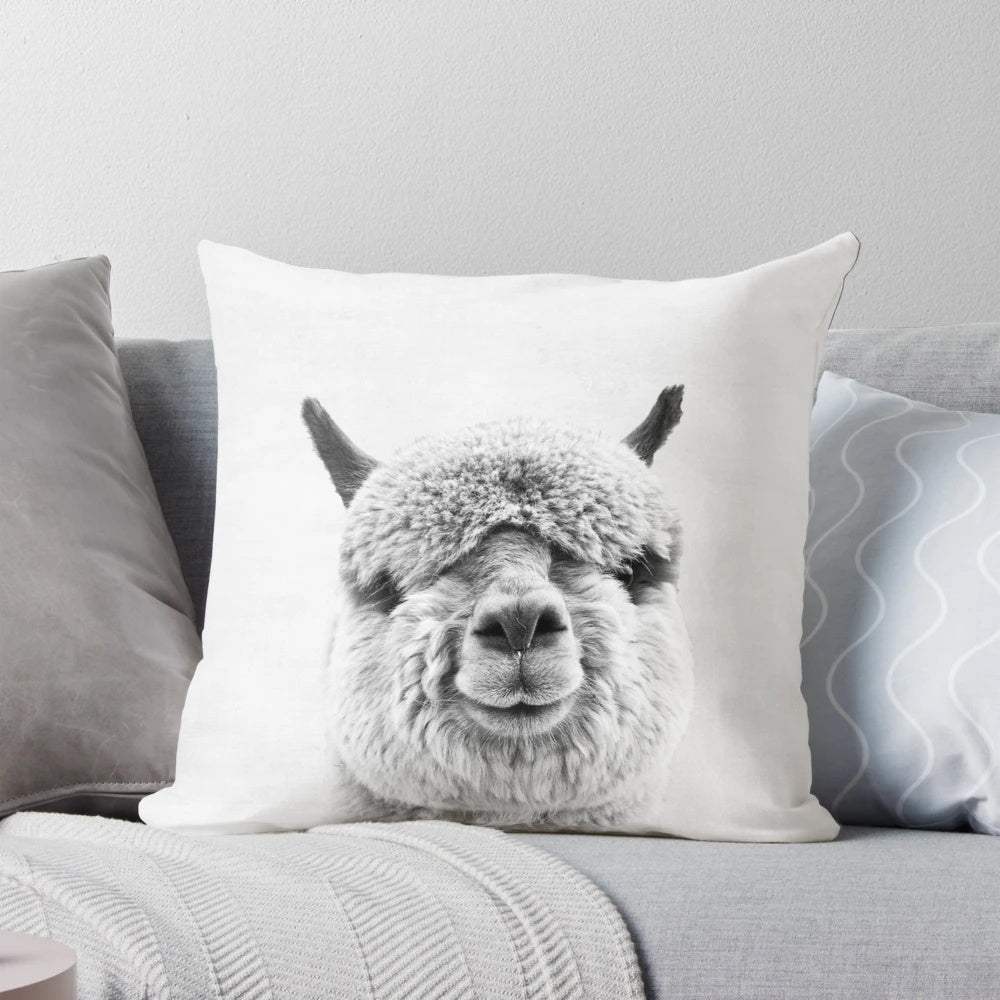 Soft, minimalist alpaca pillow for a modern nursery or child's room