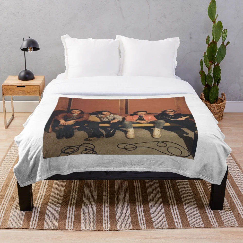 Soft and cozy plush blanket with Arctic Monkeys inspired design