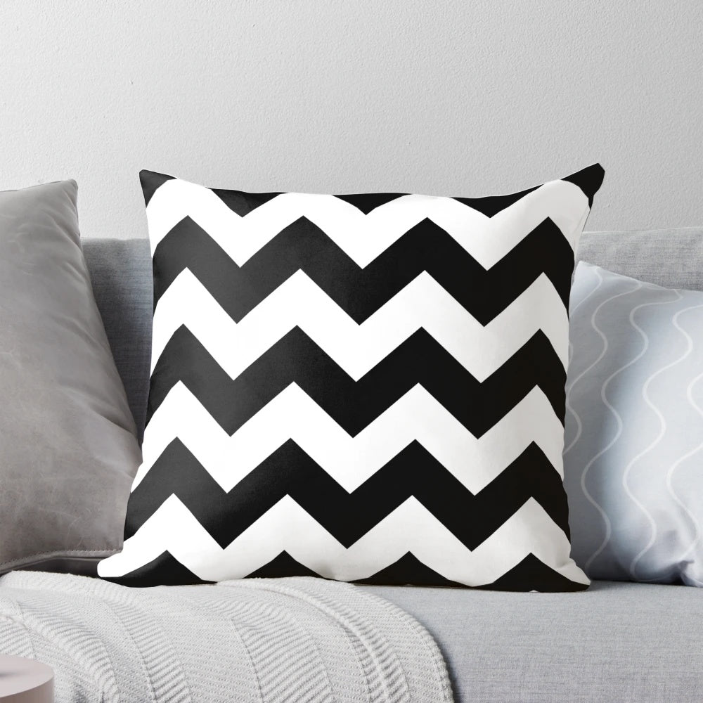 Black and white chevron striped decorative pillow for modern home decor