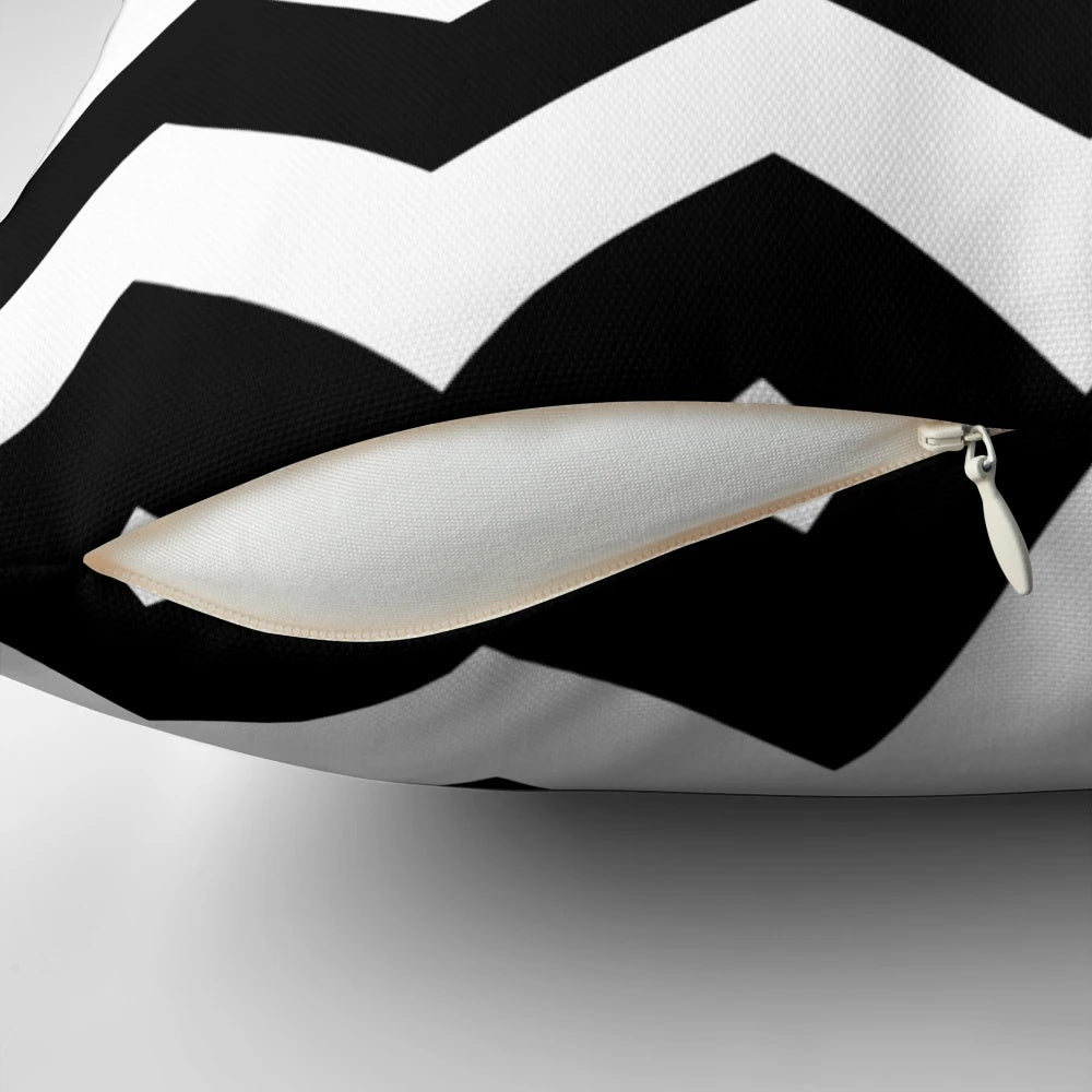 Black and white chevron striped decorative pillow for modern home decor