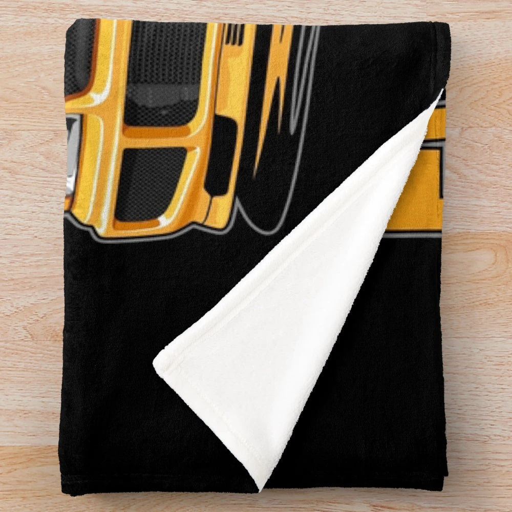 Lancer Evolution-inspired plush blanket featuring sleek, modern car design