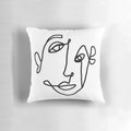 Modern abstract pink and white doodle face design decorative throw pillow