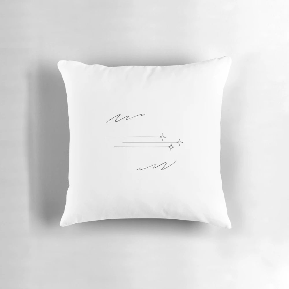 Modern black and white Flash Pillow with geometric lines design
