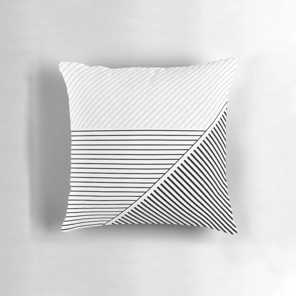 Black and white modern geometric lines throw pillow