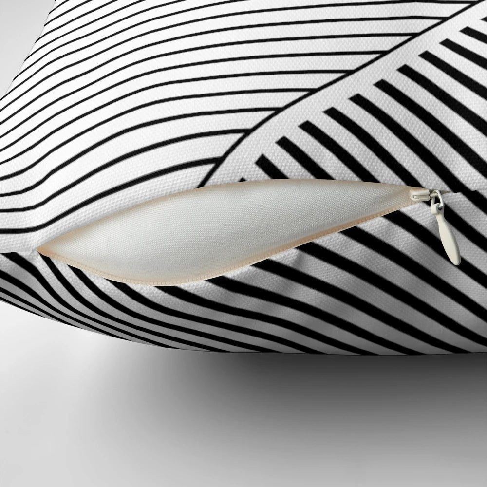 Black and white modern geometric lines throw pillow