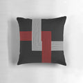 Decorative throw pillow with abstract geometric pattern of intersecting lines and shapes