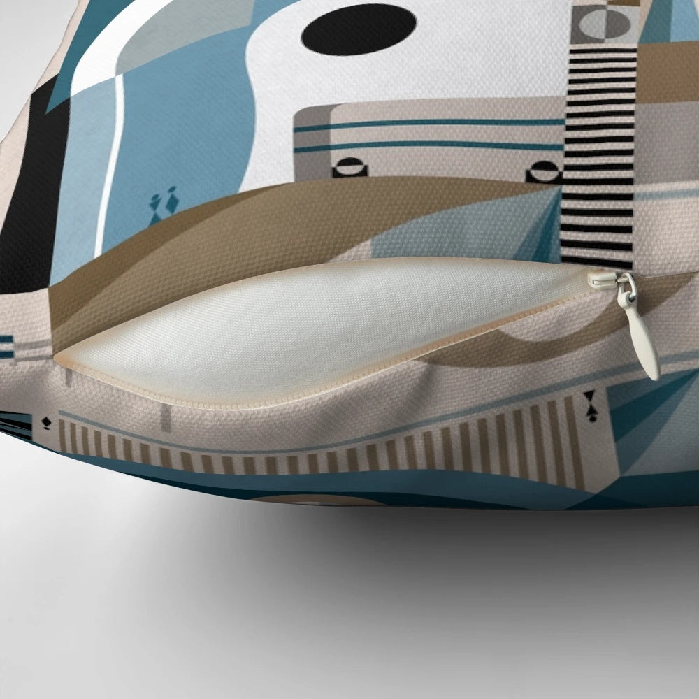 Modernist-inspired pillow featuring Birmingham's cityscape and skyline