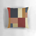 Bauhaus-inspired contemporary pillow with abstract geometric color blocks