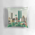 A minimalist, abstract cityscape pillow featuring the Birmingham, UK skyline in a contemporary, geometric design.