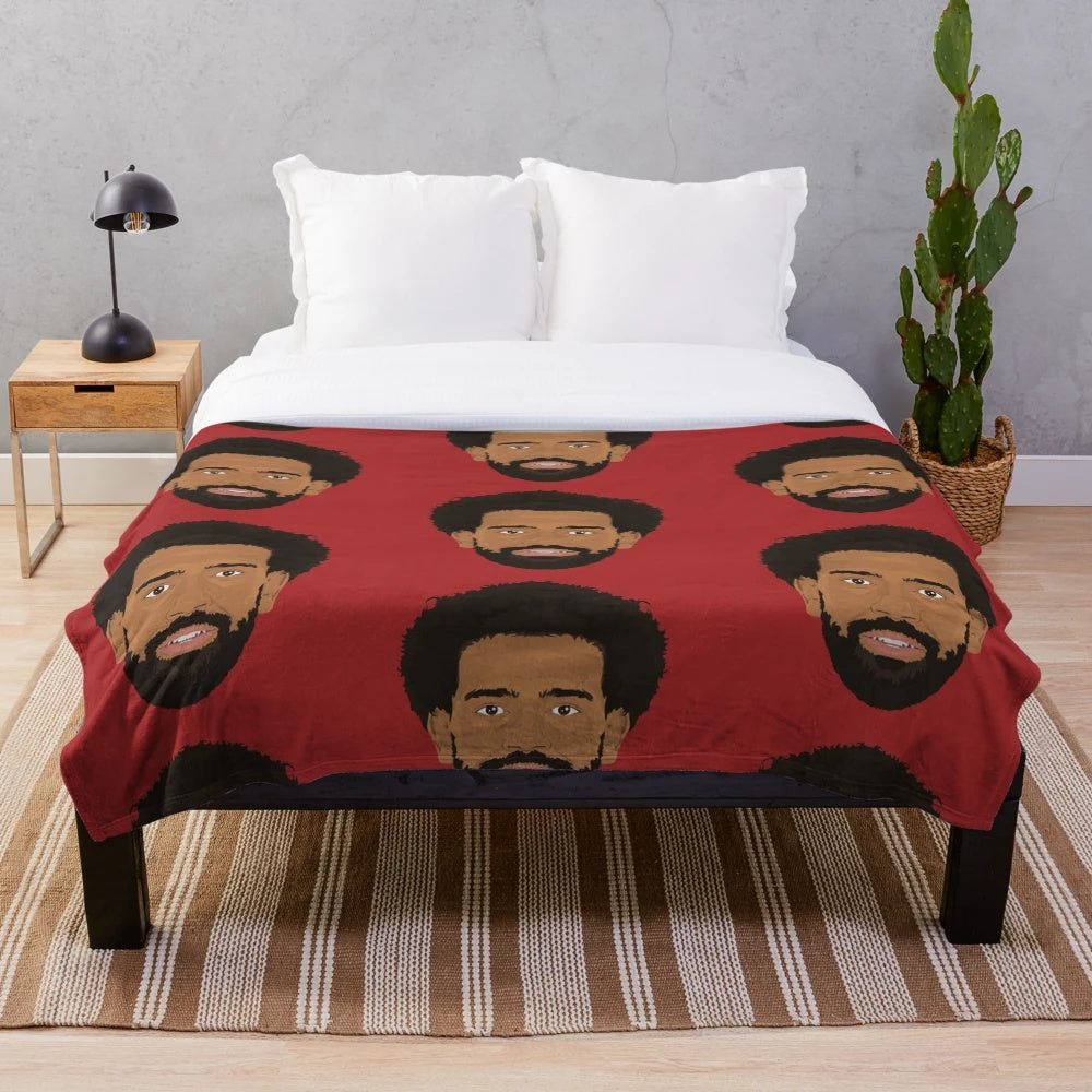Mohamed Salah Plush Blanket Featuring Portrait and Liverpool FC Imagery