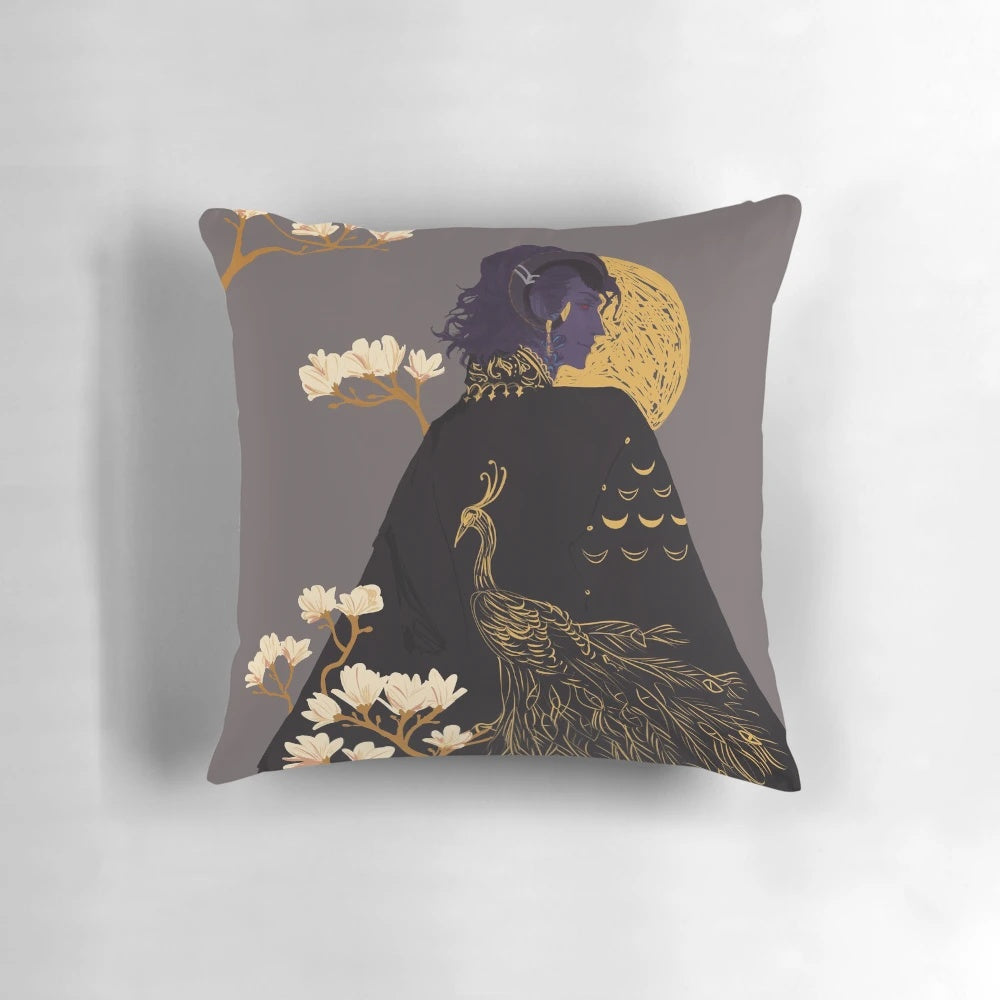 Mollymauk Dungeons and Dragons DnD Aesthetic Floral Pillow for home decor