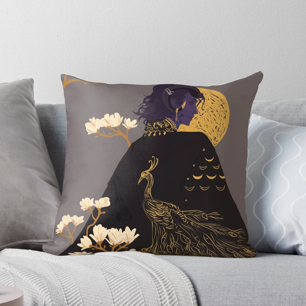 Mollymauk Dungeons and Dragons DnD Aesthetic Floral Pillow for home decor