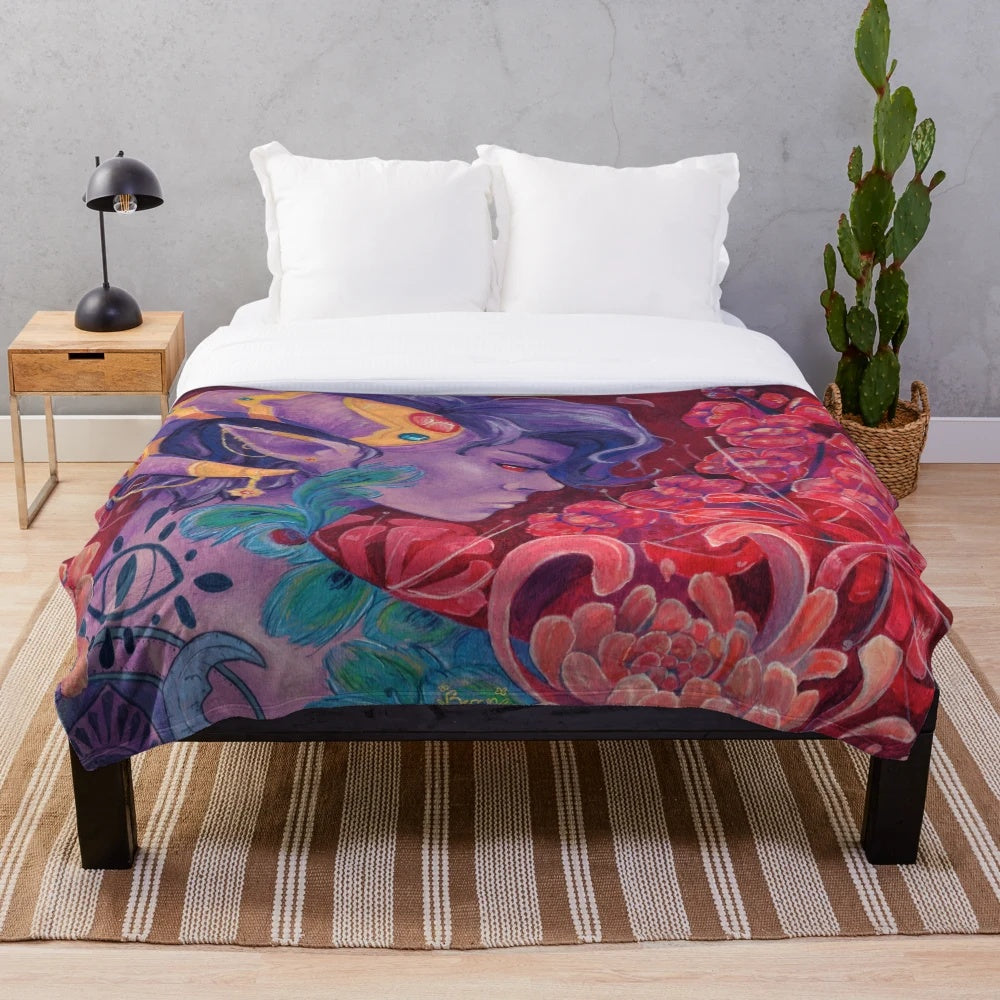 Mollymauk Tealeaf inspired plush blanket with the eyes never shut design