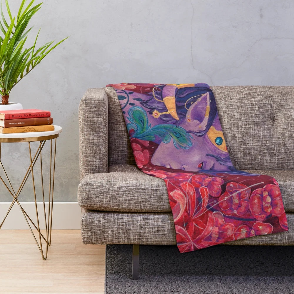 Mollymauk Tealeaf inspired plush blanket with the eyes never shut design